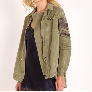 Free People Embellished Military Shirt Jacket